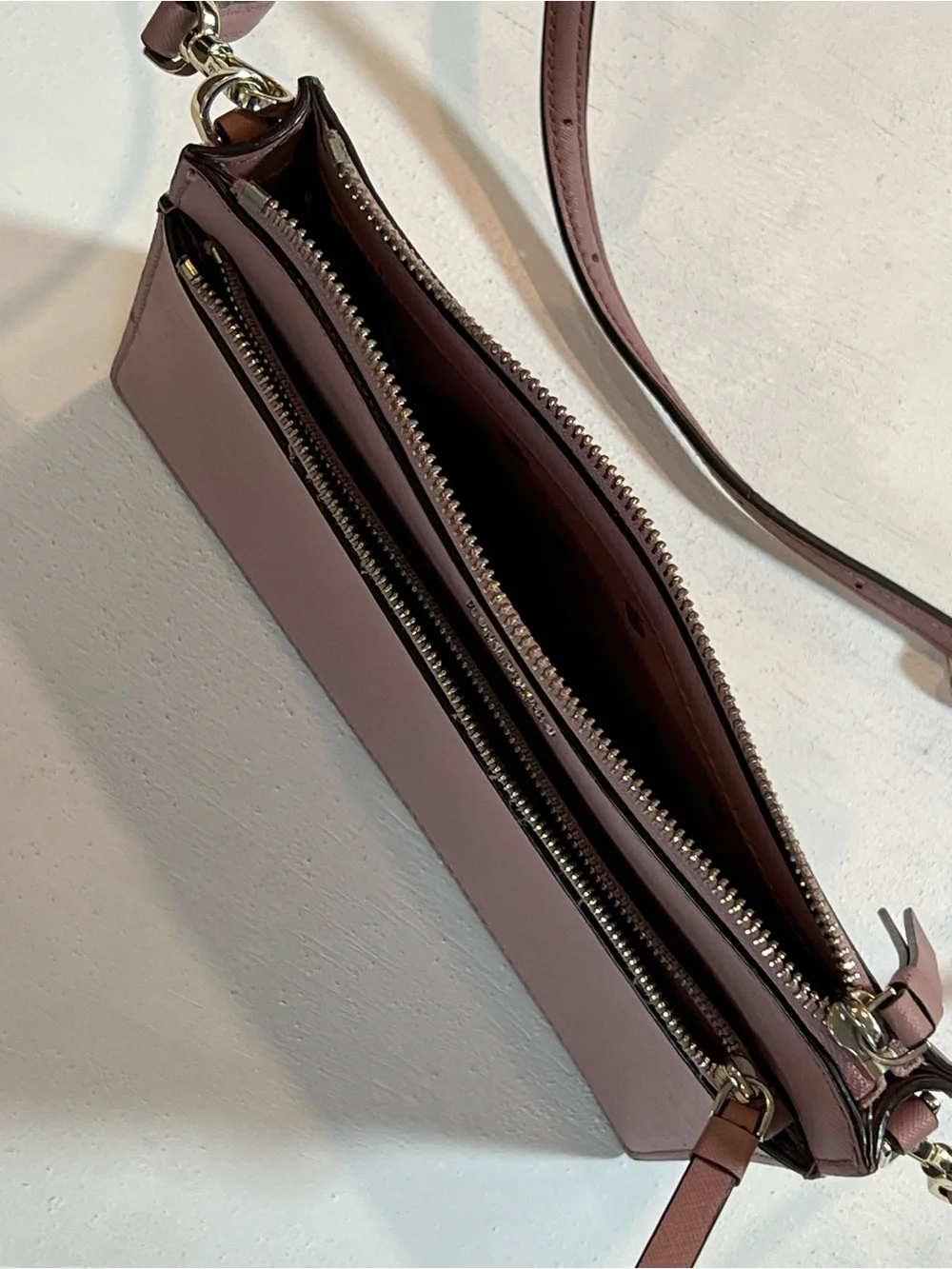 kate spade brown leather crossbody bag with gold hardware